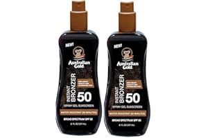 Australian Gold Spray Gel Sunscreen with Instant Bronzer SPF 50, 8 Ounce Pack Of 2