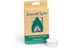 GoodLight Paraffin-Free Scented Tea Lights Candles, Clean-Burning and All-Natural Tea Light Candles, 4-Hour Burn Time (Eucalyptus Citrus, 6 Tea Lights)