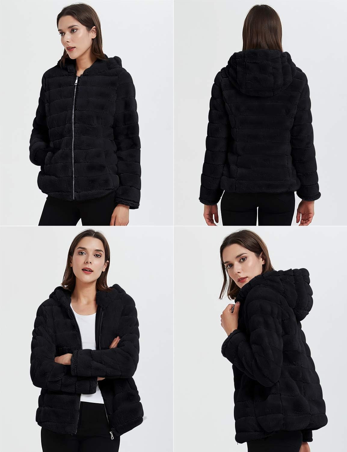 hoodie with fur hood and pocket