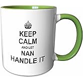3dRose mug_233100_7 "Keep Calm And Let Nan Handle It Fun Funny Grandma Grandmother Gift, Green" Mug, 11 oz