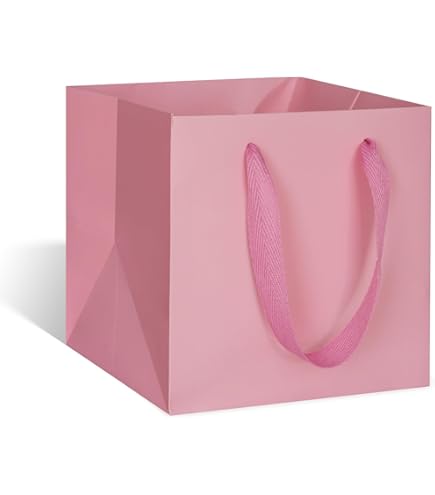 thumbnail image 2 of 10 Pack Brown Square Gift Bags - 8x8x8 Inches, Kraft Paper With Handles, Reusable 2 of 5