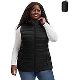 HHE Women's Plus Size Packable Puffer Vest 1X-6X Lightweight Water-Resistant Hooded Quilted Puffy Vest