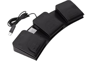 PUSOKEI USB Foot Pedal, PC USB Triple Foot Switch Pedal, 3 Key Three Button Program, MIDI Function, Programmable Computer Keyboard, Plug and Play
