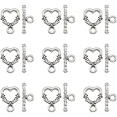 Bestewelry 20 Sets Tibetan Silver Heart Toggle Clasps Antique Silver Color Alloy Fastener Hook Toggle Clasps Connectors Findings for Jewelry Making DIY Bracelet Necklace