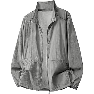 Xiaojmake Men's UV UPF 50+ Jacket Zip Lightweight Long Sleeve Sun Protective Shirt Summer Quick Dry Fishing Wear with Pockets