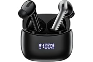 ZINGBIRD Wireless Earbuds 60hrs Bluetooth Headphones Stereo Bass Ear Buds with Mic LED Display Lightweight Fit Bluetooth 5.4 in-Ear Earbud IPX7 Waterproof Sport Earphones for Phone Laptop TV Pad Black