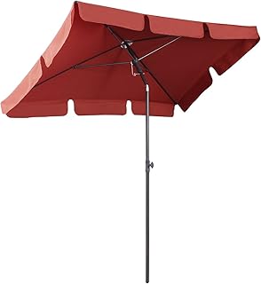 Sekey® 200 × 125 cm Sonnenschirm Marktschirm Gartenschirm Terrassenschirm Sonnenschutz UV 50+ Terracotta Quadratisch