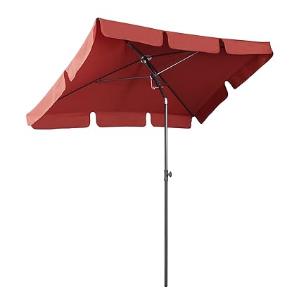 Sekey® 200 × 125 cm Sonnenschirm Marktschirm Gartenschirm Terrassenschirm Sonnenschutz UV 50+ Terracotta Quadratisch