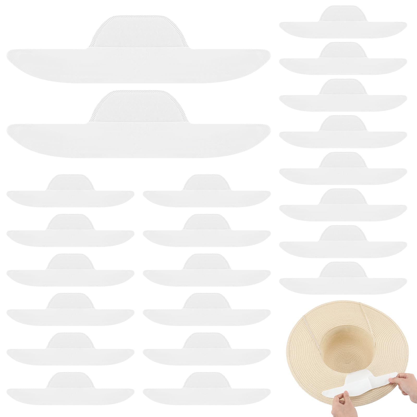 Photo 1 of Geyoga 20 Pcs Hat Sweat Liners Shields Hat Sweat Protector Guard Liner Disposable Prevents Stains Odor Pads Individually Wrapped for Baseball Golf Tennis Cap Men Women Outdoor Sports or Work