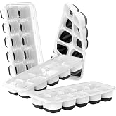 DOQAUS Ice Cube Tray with Lids, 4 Pack Silicone Ice Trays for Freezer | Stackable BPA &amp; LFGB Safe, Easy Release for Kitchen, RV, Cocktail, Coffee, Soup &amp; Food