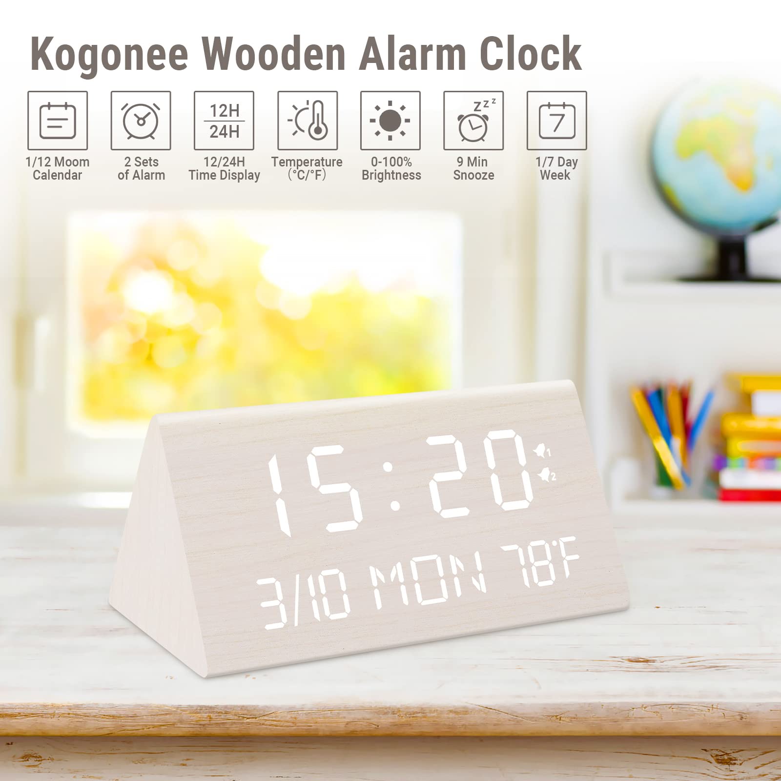Wooden Digital Alarm Clock