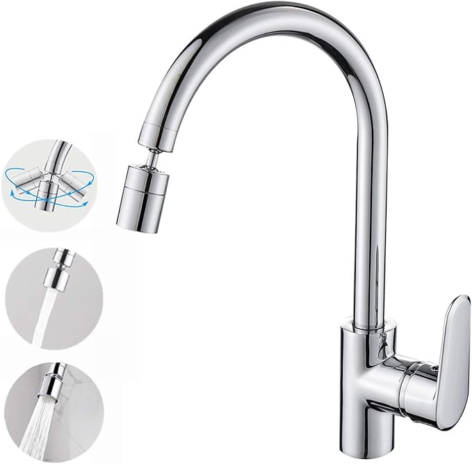 kisimixer Modern Kitchen Sink Mixer Tap with 360°Swivel Spout Twist Dual Function Kitchen