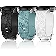 Flower Engraved Bands Compatible with Samsung Galaxy Watch 7/ FE/ 6/5/ 4/ Active 2 40mm 44mm/ 5 Pro 45mm/ Watch 6/4 Classic 43mm 47mm 42mm 46mm, 3 Pack 20mm Soft Silicone Replacement Watch Band