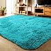 LOCHAS Soft Indoor Modern Area Rugs Fluffy Living Room Carpets Suitable for Children Bedroom Decor Nursery Rugs 4 Feet by 5.3 Feet (Blue)
