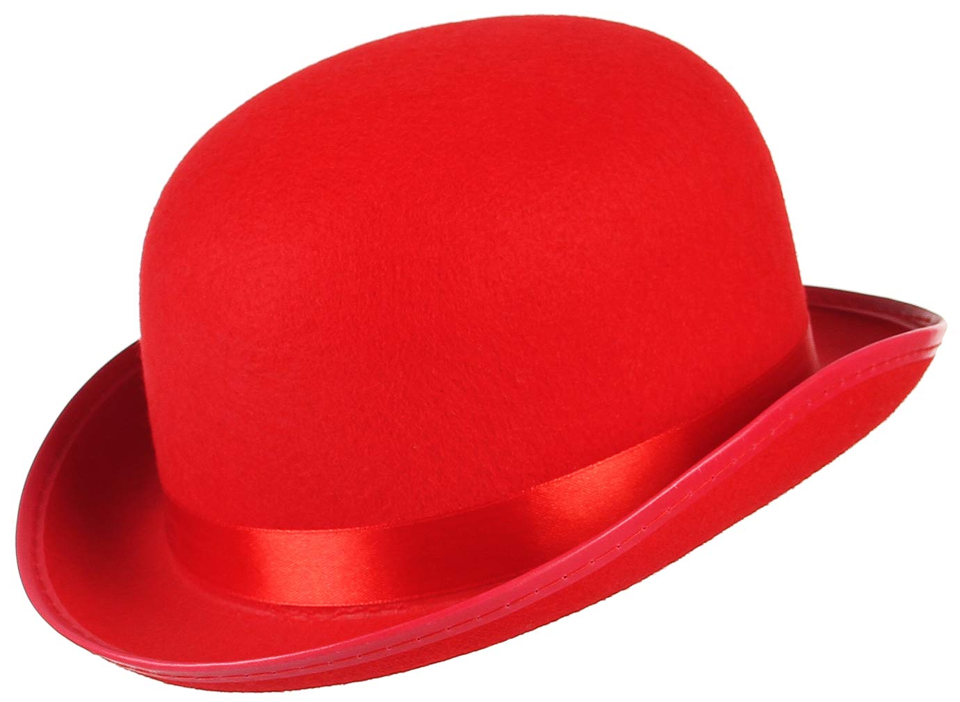 Photo 1 of GEMVIE Classic Black Felt Derby Hat Lightweight Bowler Hat Novelty Costume Hat for Party Dress Ups Red