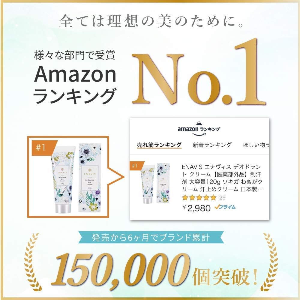 Amazon Enavis デオドラント クリーム 1g 大容量 制汗剤 ワキガ わきがクリーム 汗止めクリーム 医薬部外品 日本製 手汗 顔汗 脇汗 足の臭い Enavis デオドラント 制汗剤 通販