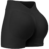 YEOREO SoftHue Workout Shorts for Women 3.6" Gym Impact Hidden Scrunch V Back Biker Shorts High Waisted Tummy Control Yoga