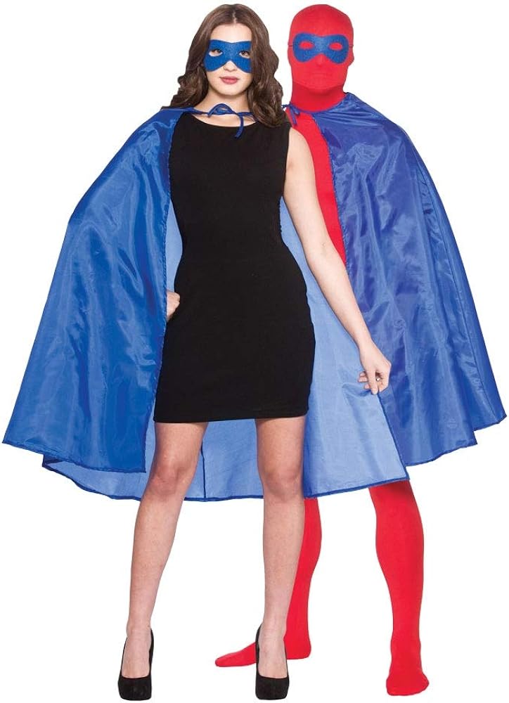 Wicked Costumes Adult Superhero Cape & Mask Set - Blue One Size - Super Hero Fancy Dress Accessory (Tie Fastening Cape) - Image 4