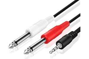 TNP Premium 1/8 to 1/4 Stereo Cable Male to Male 6ft - Dual Y-Connector 1/4 to 1/8 Audio Cable - 3.5mm TRS to Dual 6.35mm TS 