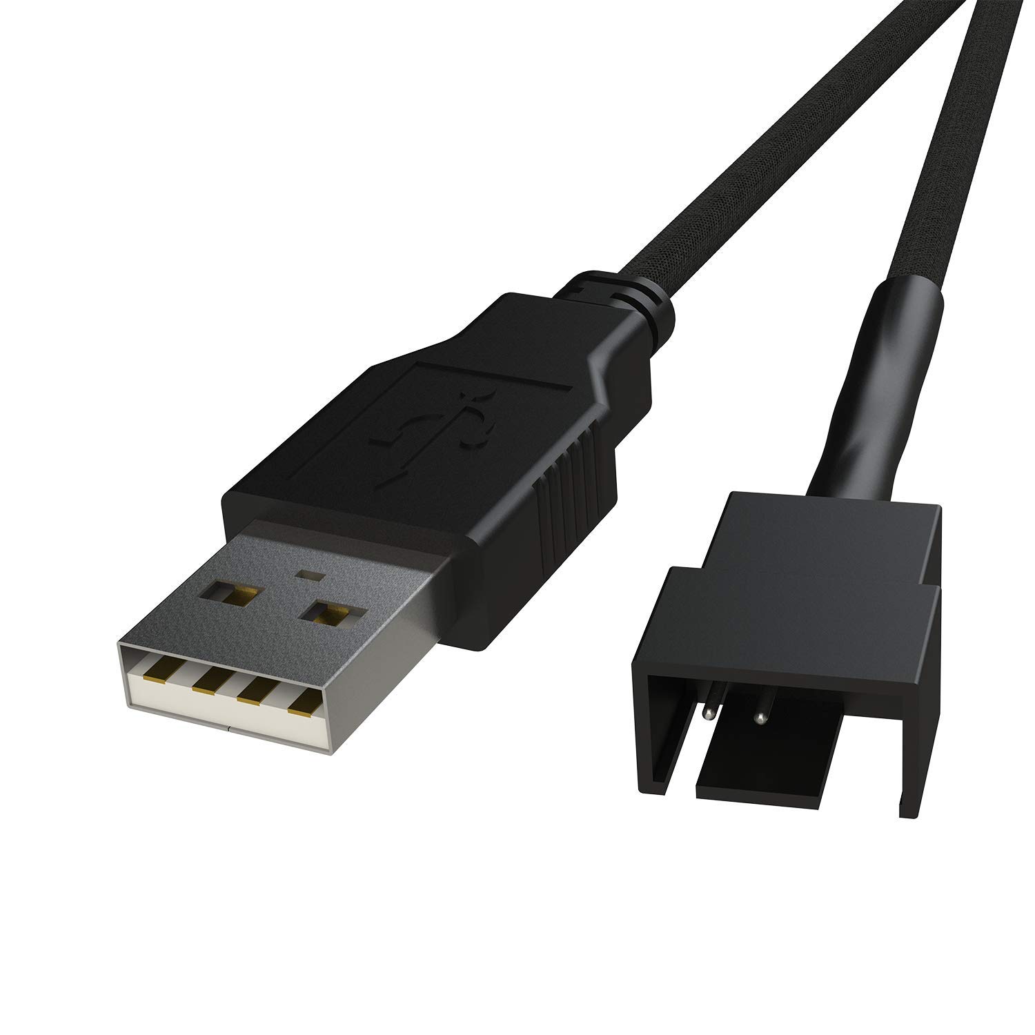 LINKUP - (2 Packs USB to 3/4-P PWM 5V | CPU/Case Fan Sleeved Power Cable Adapter | USB 2.0, 3.0, 3.1