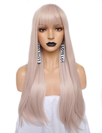 Amazon Com Anogol Hair Cap Long Natural Wavy Wigs Light Pink