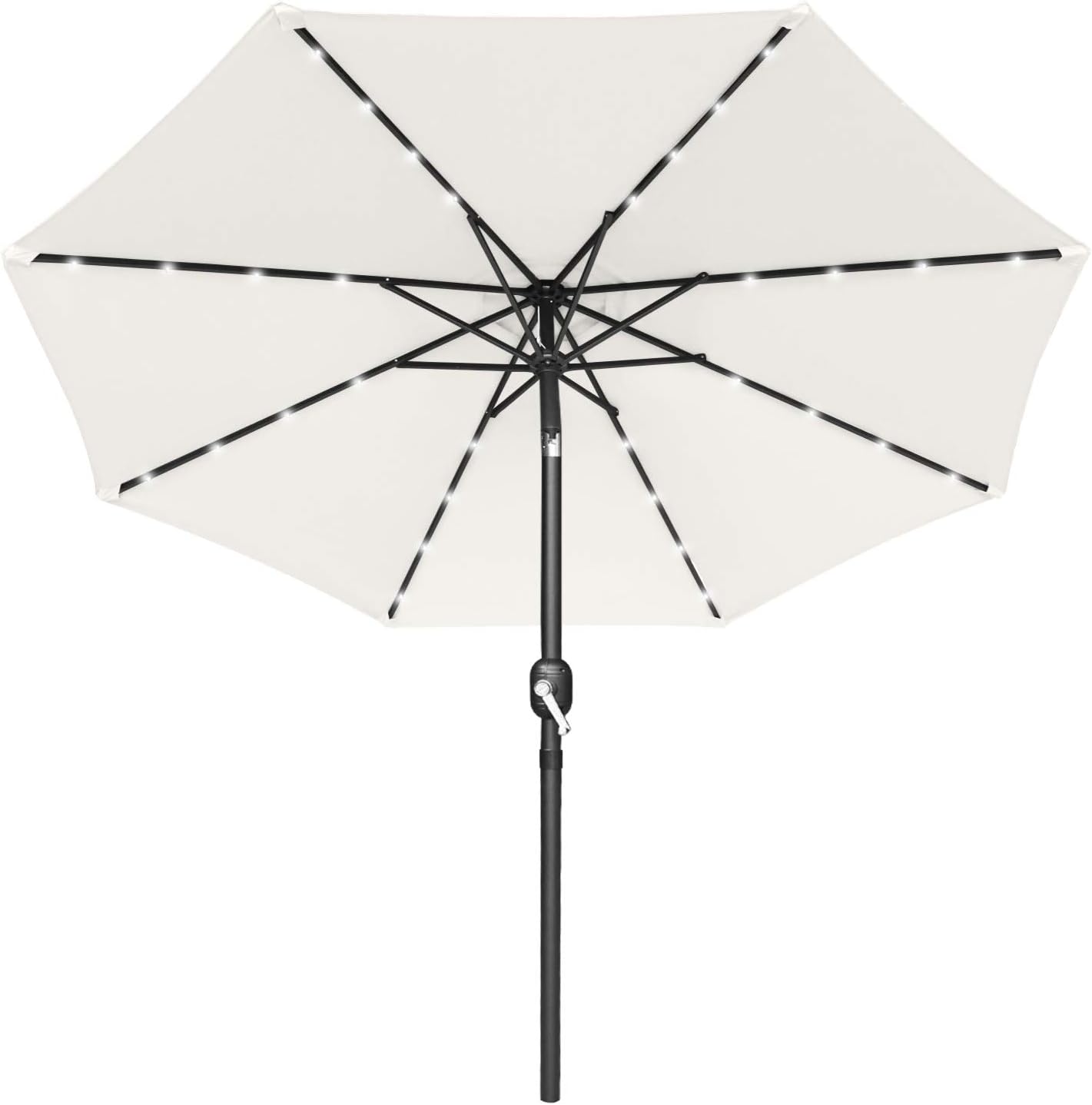 Amazon Com Mastercanopy 11ft Solar Umbrella 32 Led Lighted Patio Umbrella Table Market Umbrella With 8 Sturdy Fe Ribs 11ft Light Beige Garden Outdoor