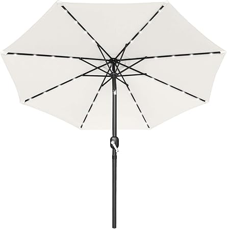 Amazon Com Mastercanopy 7 5ft Solar Umbrella 32 Led Lighted Patio Umbrella Table Market Umbrella With 8 Sturdy Fe Ribs 7 5ft Light Beige Garden Outdoor