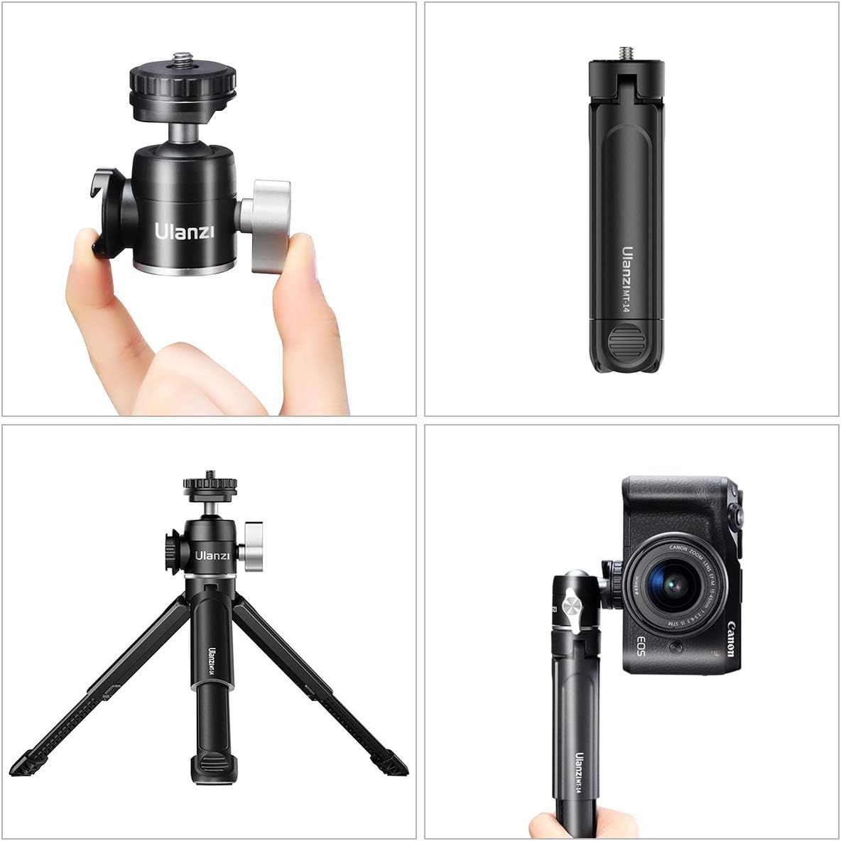 ULANZI Mini Camera Tripod with 360° Ball Head & Cold Shoe, Extendable Small Selfie Stick Tabletop Tripod Stand Handle Grip for Camera iPhone 11 Canon G7X Mark III Sony ZV-1 RX100 VII A6600 Vlogging: Camera & Photo