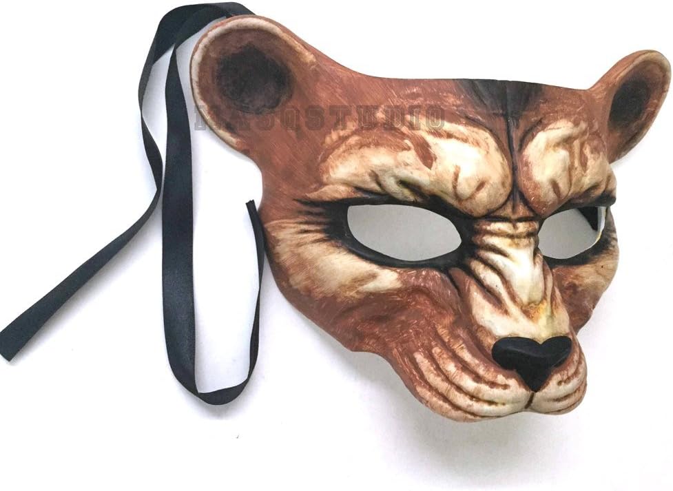 Halloween Masquerade Leopard Mask Animal Cosplay Haunted House Costume Party Wear or Deco (Natural)