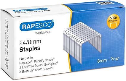 Rapesco Grapas - Caja de 5000 grapas 24/8mm (22/8): Amazon.es: Oficina y papelería