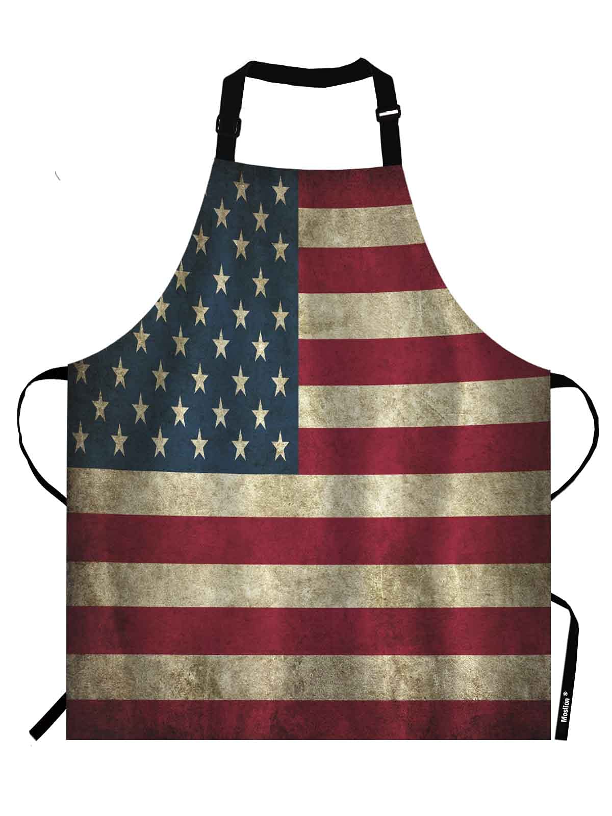 Moslion Rustic USA Flag Apron,Vintage American Patriotic Us Flags Apron,Adjustable Neck Bib for Men Women,Suitable for Kitchen Cooking Waitress Chef