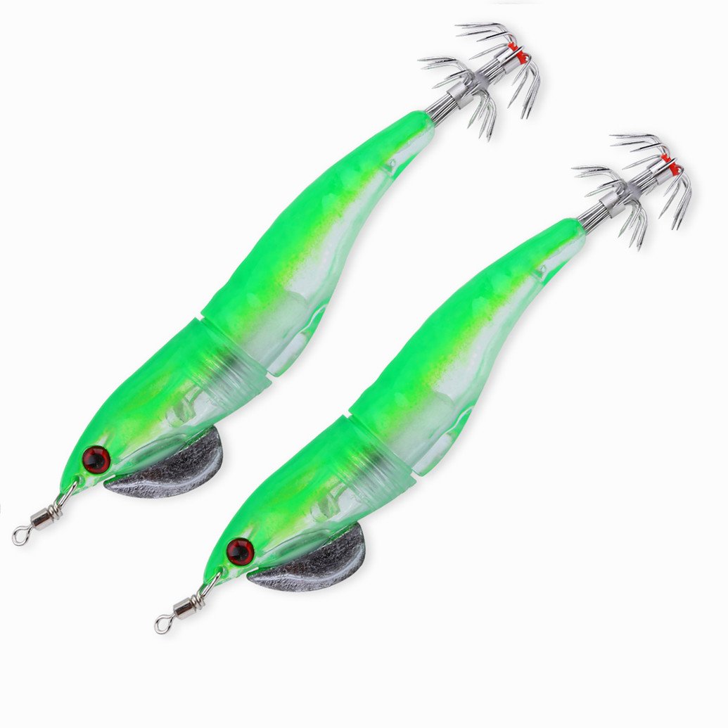 Mini B074h6fs6w Lure Auroraフローティングジグelectric光bionic Shrimp形状イカ釣りルアーshrimp Ledイカジグ釣りルアーイカultraレンズsinking Ultra Bait Prawnタックルフック2個 グリーン テンヤ 21年ファッション福袋