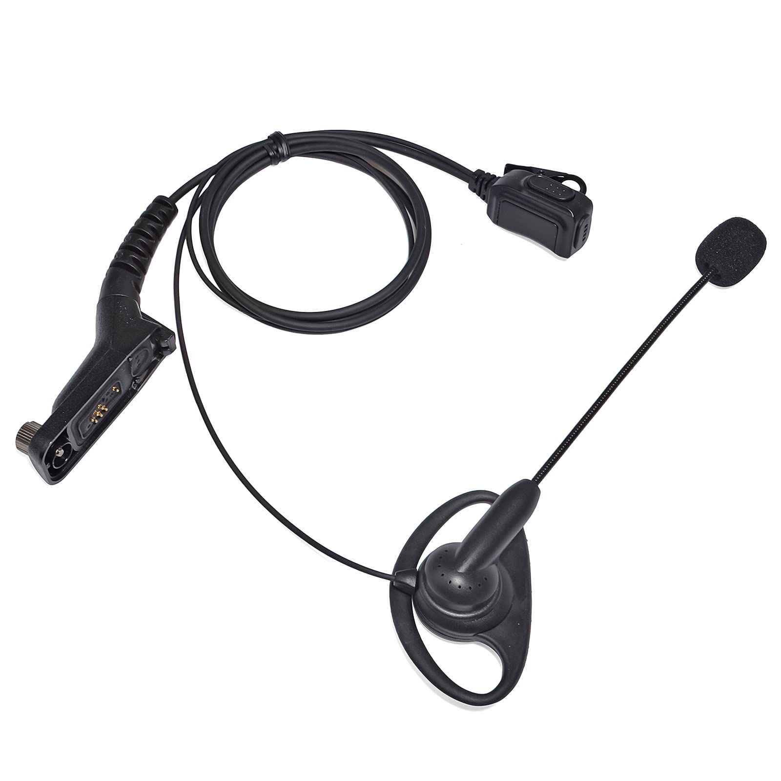 UAYESOK 2 Way Radio Earpiece, D Shape Walkie Talkie Headset Multi Pin with Swivel Boom Mic PTT for Motorola DP3400 DP4400 DP4600 DP4800 DP4801XiR P8268 XPR6300 Security Police Radio Accessories