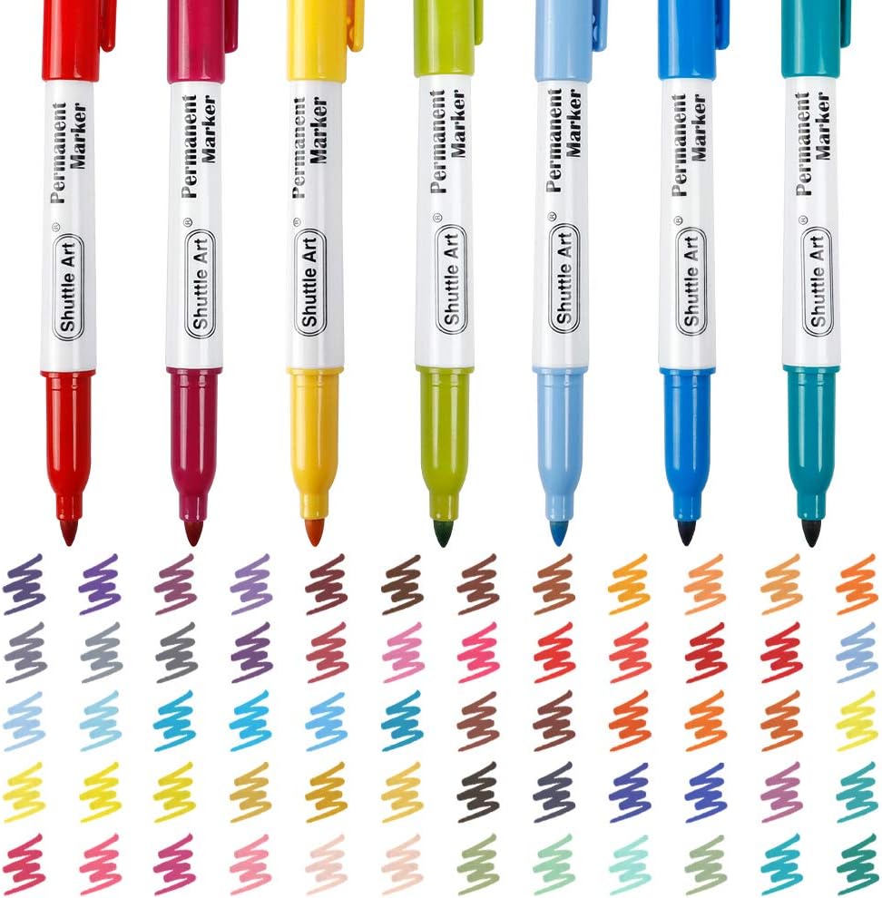 Shuttle Art 60 Colours Permanent Markers, Fine Point Assorted Colours, Works on Plastic, Wood, Stone - Image 4