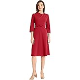 Maggy London Womens Twist Neck Dress with Flared Sleeves