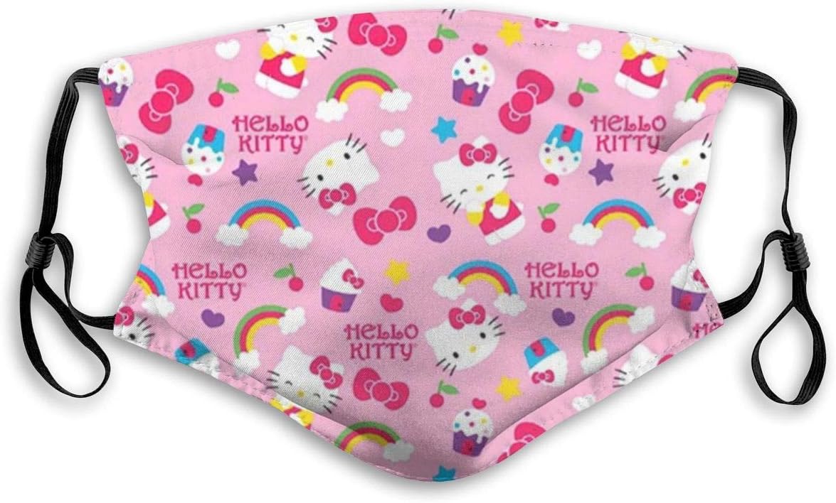 CBHGJ Hello Kitty with Icecream Mouth Guard with Filter Unisex Anti-Dust Washable Reusable Mouth Guard for Kids Teens Adults