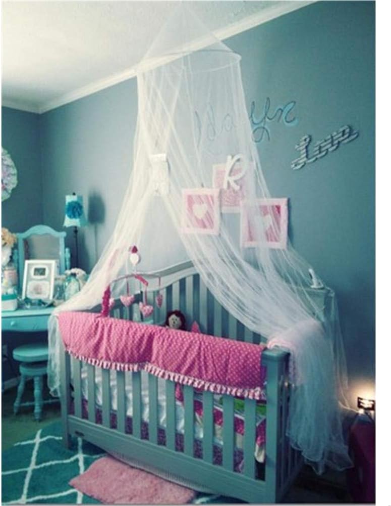 Aimilaly Round Lace Bed Canopy Mosquito Net Curtains, Princess Dome Netting - Insect Protection Hanging Canopy for Adults, Babies, Outdoor Camping, Light Blue: Home & Kitchen