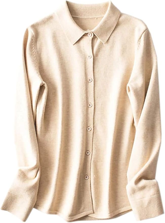 SANGTREE Women's Cashmere Button Down Sweater Shirt at Amazon Women’s Clothing store
