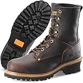 Carolina Elm 8" Steel Toe Logger Boots for Men - Memory Foam Mens Work Boots - Slip-Resistant Steel Toe Shoes - EH-Rated Safety Shoes - Pillow Cushion Footbed - Triple-Rip Steel Shank