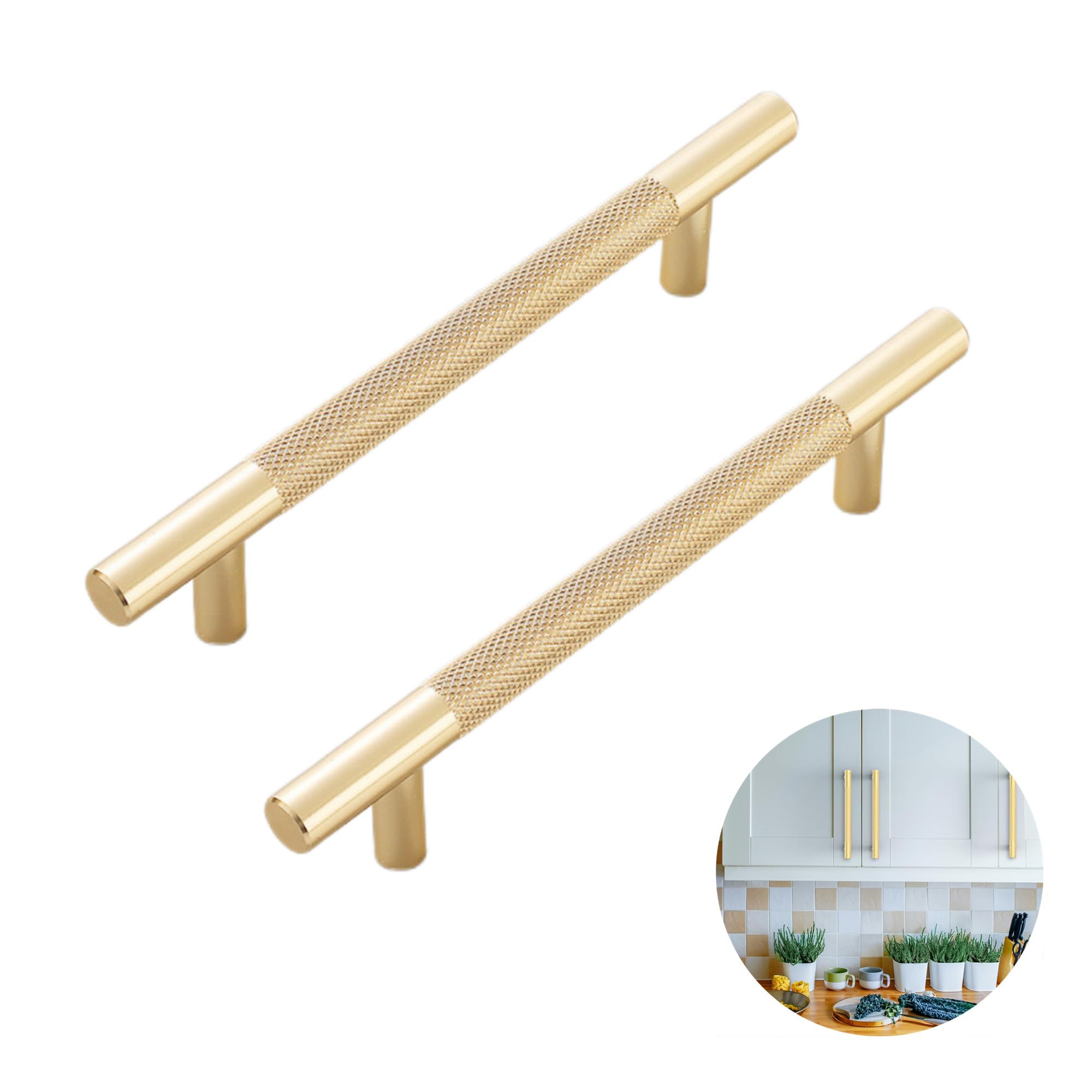 TIEGUANJIA 2Pcs Cabinet Handles Drawers Dresser Bar Handle Kitchen Cabinet Handles Brushed Gold Knurled Cabinet Pulls Long Wardrobe for Drawer Dresser Cupboard and Wardrobe（Rose Gold）