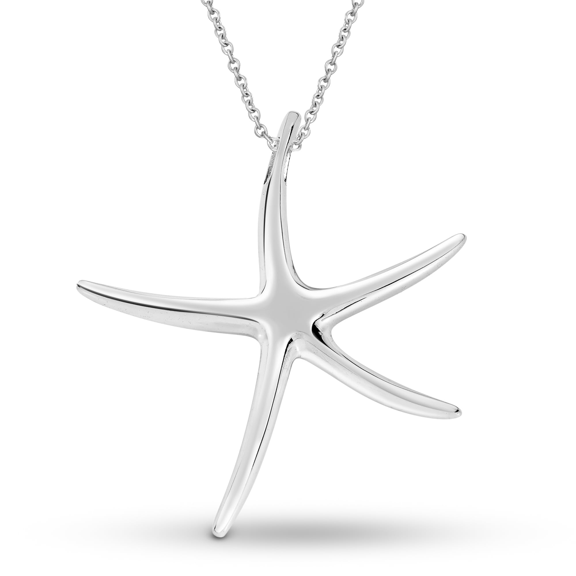Playful Starfish Dance .925 Sterling Silver Pendant Necklace
