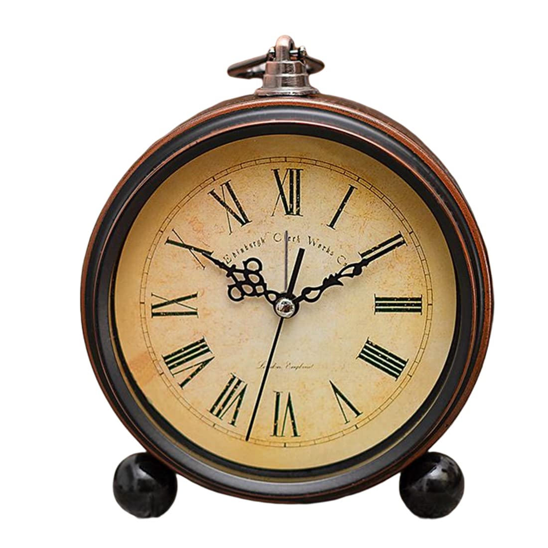 Alarm Clock Clock Clock Vintage Retro Old Fashion Decorative Quiet Non Tick Sweep Second Hand Quartz Analog Arabic Numerals Roman Numerals Metal Frame Desk Clock Battery Operated Loud Alarm (D)