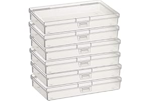 Gebildet 6pcs Clear Rectangular Plastic Containers Storage Box Case with lid for Tiny Bead, Pills, Craft Items, Jewellery etc