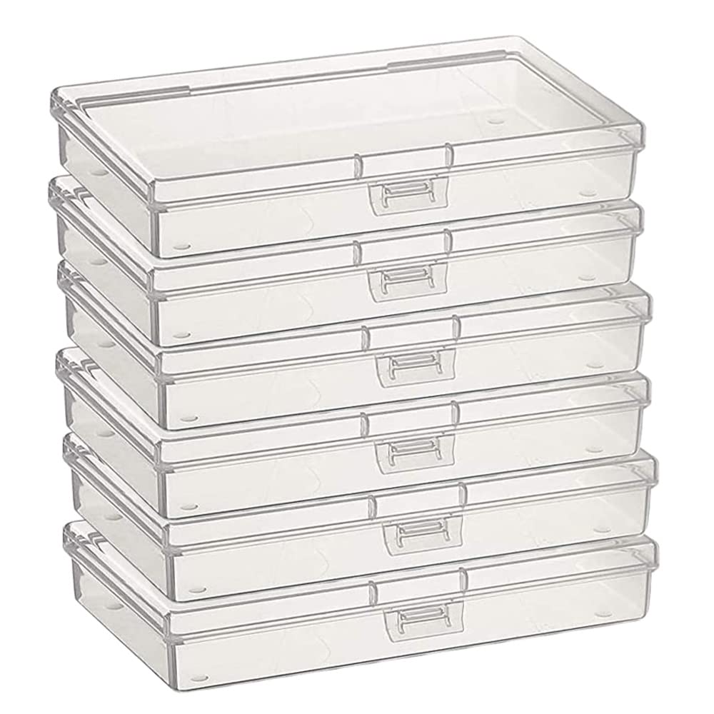Gebildet 6Pcs Clear Rectangular Plastic Containers Storage Box Case with lid for Tiny Bead, Pills, Herbs, Craft Items, Jewellery — image 1
