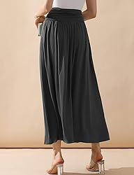 DOUBLJU Casual High Waisted Maxi Skirts with Pocket