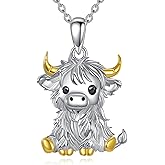 JBAERD Goose/Pig/Highland Cow Necklace for Women Sterling Silver Animal Pendant Jewlery Gifts
