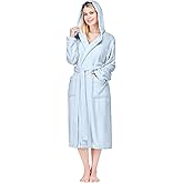 PAVILIA Women Robe with Hood, Fleece Fluffy Soft Long Hooded Robe, Plush Fuzzy Cozy Warm Bathrobe Shower Spa