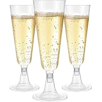Hedume 100 Pack Champagne Flutes, 4.9oz Disposable Clear Plastic Champagne Glasses, Toasting Flute Set for Mimosas, Bloody Ma