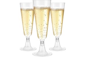 Hedume 100 Pack Champagne Flutes, 4.9oz Disposable Clear Plastic Champagne Glasses, Toasting Flute Set for Mimosas, Bloody Ma