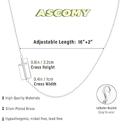 ASCOMY Dainty Silver Sideways Cross Pendant